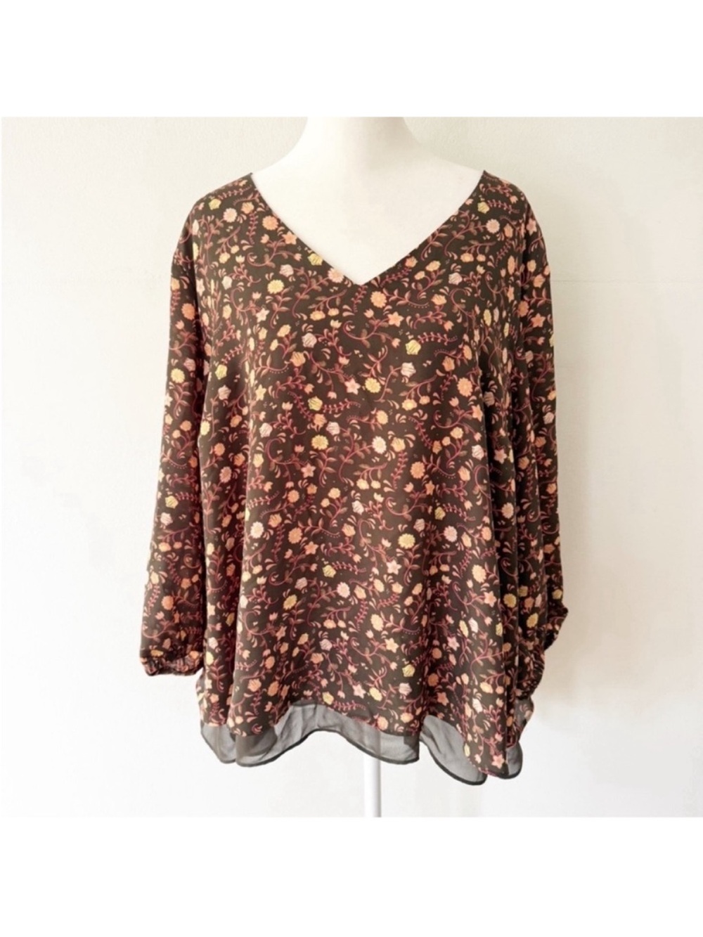 LC Lauren Conrad Women Ditsy Floral Lace Top 2X Boho Peasant Fairy Woodland